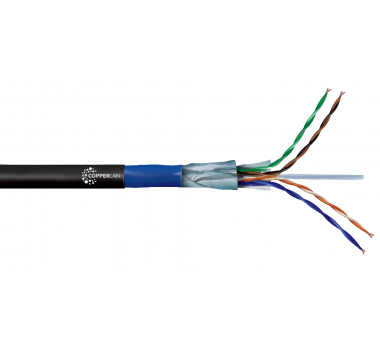 Cabo Lan 4PX23 AWG CAT6 Blindado Capa Dupla Preto 100 Metros - COPPERLAN