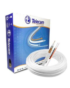 Cabo Coaxial 85% Dupla Blindagem + Bipolar Cobre 26Awg Branco 100M - 200607501 - Telecam