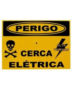 Placa De Aviso Cerca Elétrica Dupla Em Alumínio