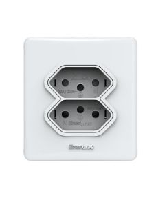 Placa Tomada Dupla Embutir 2E 20A Branca 397 En - Sistema X - Enerbras