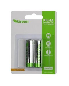 Pilha Recarregavel 1.2V Aa 2000Mah - Com 2 Unidades - 022-1220 - Green