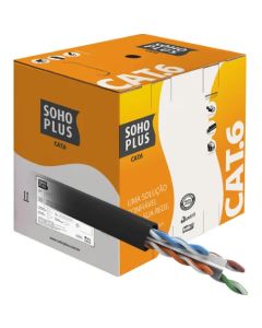 Cabo Lan Cat6 U/Utp Cmx 4P 24Awg Preto 305 Metros Sohoplus 23400187 - Furukawa