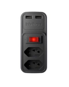 Adaptador Eletrico 2 Tomadas 2 Usb EAC 202 Preto - 4820049 - Intelbras