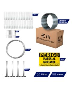 Kit de Instalação Completo para Concertina Simples 45 cm 10 Metros - Evolution Metais