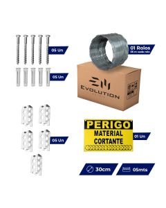 Kit de Instalação Completo para Concertina Clipada 30 cm 5 Metros - Evolution Metais